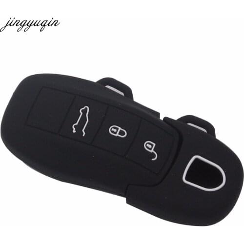Jingyuqin 3 Buttons Remote Silicone Rubber Key Fob Cover Case Sticker For Porsche Boxster Cayman Macan Panamera Cayenne 911