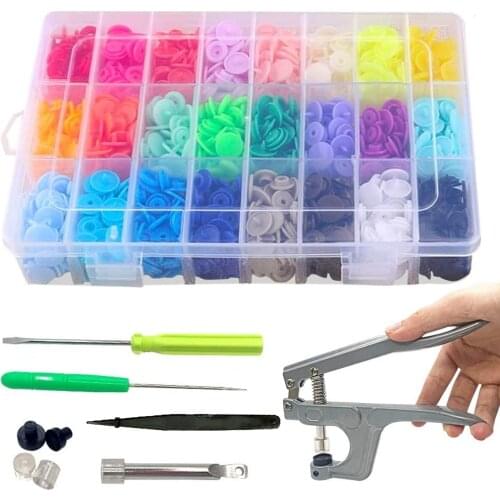 360 Set 24 Colors T5 Plastic Snap Fasteners Buttons with Pliers Tweezers Screwdriver Metal Rod for Sewing Handmade Project