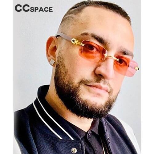 49251 Rimless Retro Wood Legs Sunglasses Square Men Women Fashion Shades UV400 Vintage Glasses