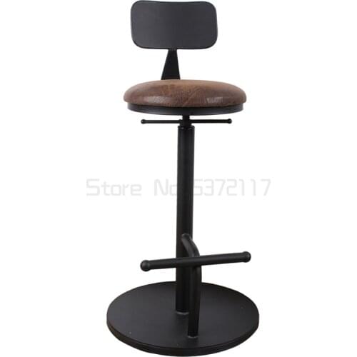 Iron back bar chair rotary lifting chair solid wood high stool household bar stool front desk bar chair