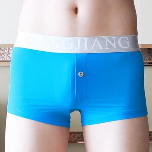 Mens Boxers Underwear Brand Sexy Underpants Pure Color Breathable Ice-silk Sexy Hombre Men Underwear