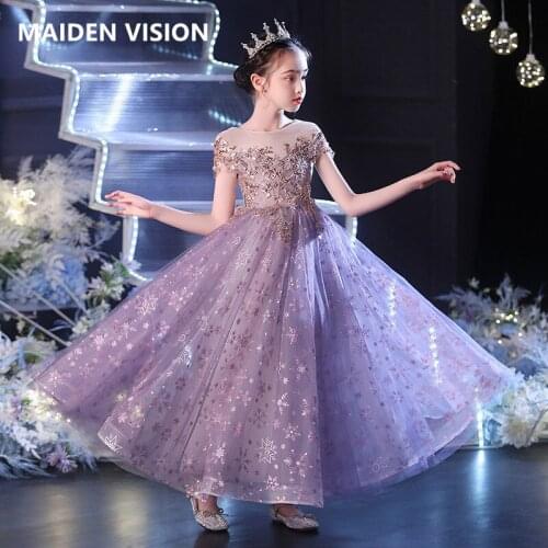 Kids Dresses For Party Wedding Dress Sequins Beaded embroidery Children Pageant Gown Girls PrincessTulle Dress Girl Clothing