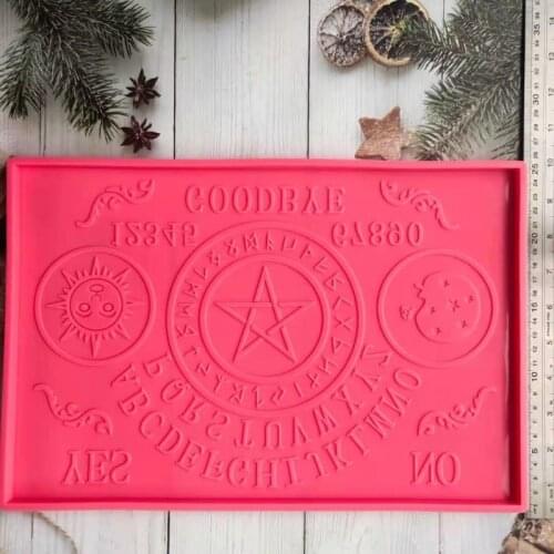 1 Pc Oujia Board Planchette Divination Large Tray Resin Silicone Molds Agate Tray Serving Board Fruit Tray Resin Molds Crafts