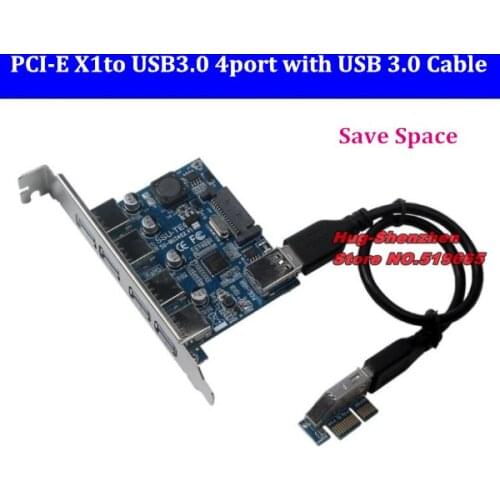 DEBROGLIE Super Speed PCIe PCIE X1 to USB3.0 4port Card with USB 3.0 Cable extension card for Computer windows