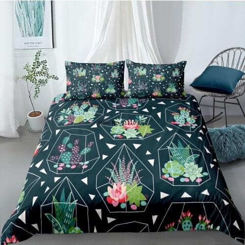 Cartoon Fleshy Aloe Bedding Set 3D Nature Cactus Flower Comforter/Duvet Cover 135x200 Quilt Cover Twin Size Child Home Textiles