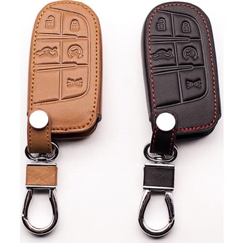 For Jeep Traitor 2014 2015 Grand Cherokee Chrysler 300C for Fiat 5 buttons leather carremote key caseKeyboard cover Car wallet