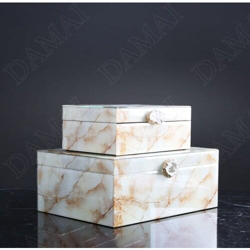 Creativity Glass Storage Jar with Lid Agate Pattern Decor Bedroom Cosmetic Container Desktop Jewelry Organizer Home Decoration