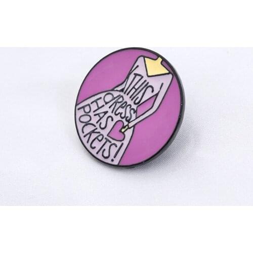 Round Enamel Shape Brooches Letter This Dress Has Pockets ! Lapel Pins Jewelry for Handsome Women New Arrivals