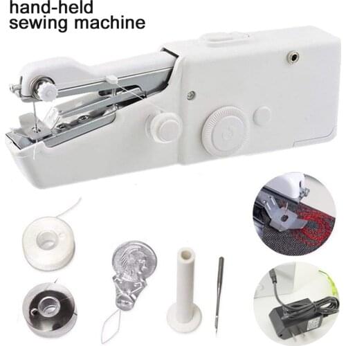 Alloy Sewing Machine Mini Electric Stitch Household Cordless Needlework Set Repairs DIY Clothes Stitchin Sew Spools Pins Needle