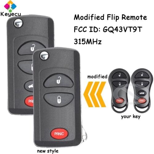 KEYECU Modified Flip Folding Remote Key Control Car Key With 3 Buttons - FOB for Dodge Ram 1999 2000 2001 2002 FCC ID: GQ43VT9T