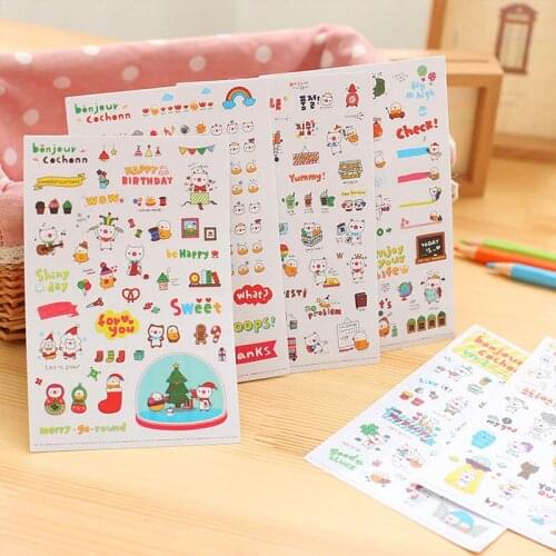Children Stickers Toys DIY Stickers Transparent PVC Nice Gift 6 Sheets Diary Decoration Album Decor Scrapbook Accessories