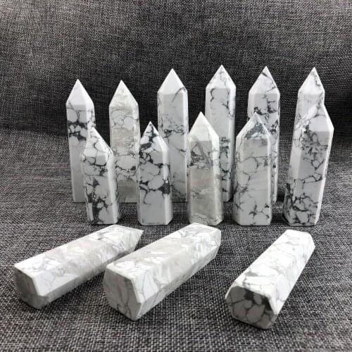 2pcs natural white turquoise quartz crystals obelisk wand point reiki stones and crystals fountain home decoration