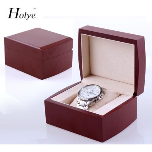 New Arrival Free Shipping 1 Grids Watch Display Box Red High Flat Lacquer Wooden Watch Boxes Fashion Watch Storage Gift Boxes