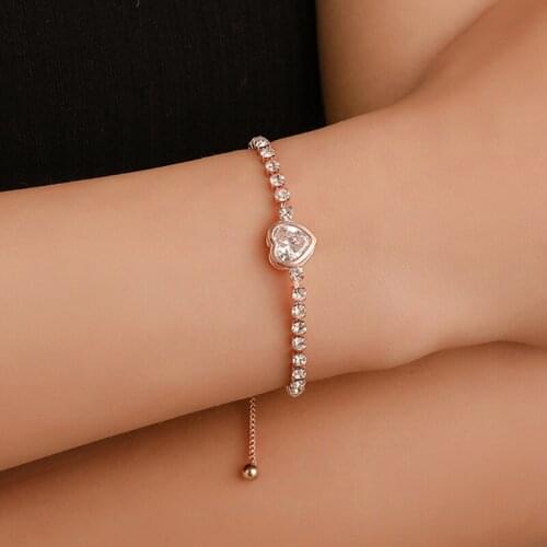 New Arrival Rose Fashion Bracelet Hearts And Arrows Zircon Simple Womens Wear Bracelet Korean Crystal Jewelry Gift