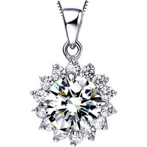 Bright Crystal Flower Pendant Necklace Girl Clavicle Accessories Female Trendy Silver 925 Women Necklace Chain Clavicle Bijou