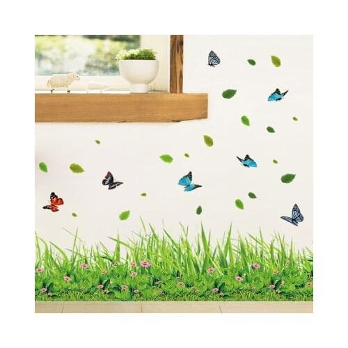 DIY 3D Green Grass Wall Stickers Flower Sticker Kids Rooms Kitchen Home Decor Wall Decals WallStickers Mural Poster