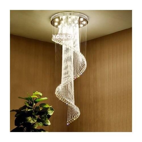 LED Modern Crystal Chandeliers Lights Fixture Long Spiral Crystal Droplights Home Indoor Lighting Clubs Hotel Restaurant Lamps