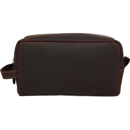 Tiding Mens Real Leather Large Clutch Purse Pouch Wrist Bag Retro Handbag Zipper Wallet Brown 2025