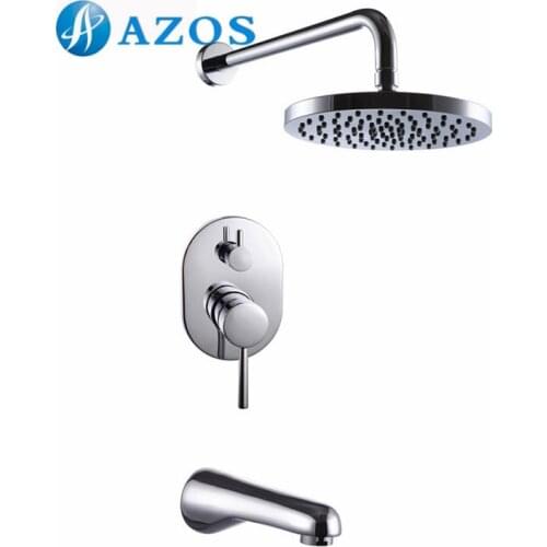 Bathroom Single Handle Shower Faucet Trim Valve Body Tub Spout Complete Kit Polished Chrome Color LYTZ059