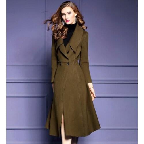 Double Two Side Winter Cashmere Wool Overcoat Women Elegant High Quality Long Woolen Slim Coat Jacket Ladies Outerwear Plus Size