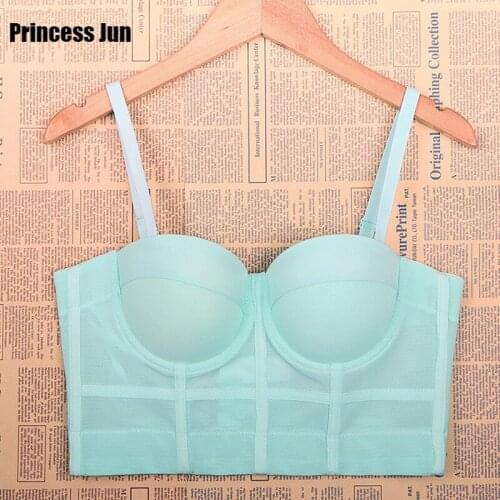 Women Sexy Stretch Mesh Underwear Corset Sheer Black White Red Bustiers Body Shapers Yoga Dance Wear Bra with Camisole Tube Top