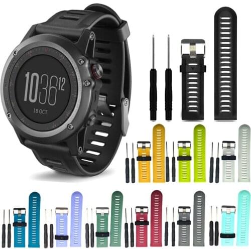 1pc. 26mm Outdoor Sport Soft Silicone Replacement Watch Band for Gar min Band Fenix 3 / Fenix 3 HR