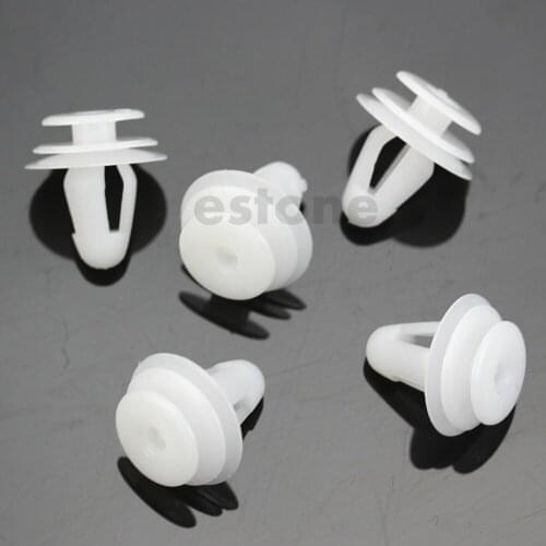 10Pcs Car White Plastic Rivets Fastener Door Clips for 8 mm Hole