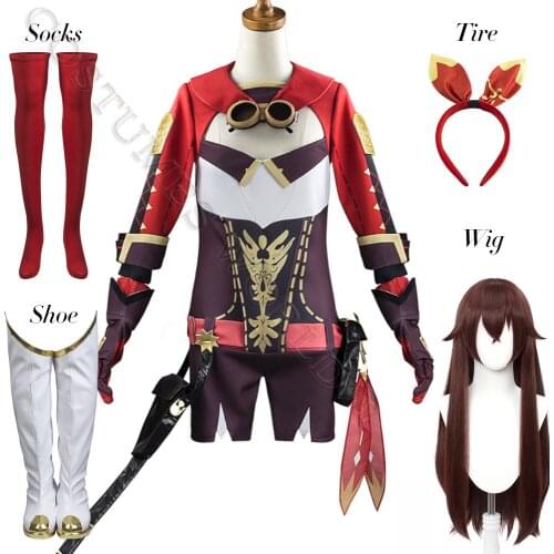 2021 NEW Game Genshin Impact Amber Cosplay Costume Adult Men Women Uniform Wigs Full Set Party Halloween Xmas Carnival Outfit