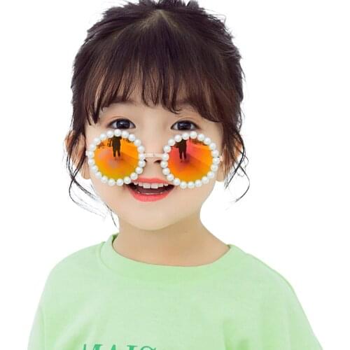 2021 Vintage Toddler Kids Sunglasses Fashion Round Pearl Girls Baby Children Sun Glasses Gafas De Sol UV400
