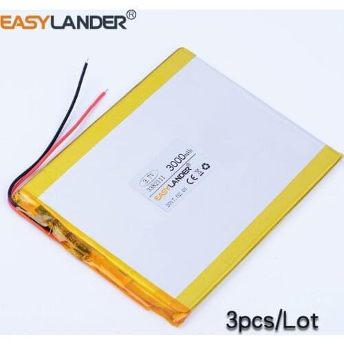 3pcs/Lot 3382111 3.7V 3000mAh Rechargeable li Polymer Li-ion Battery For Ultra-thin 7 inch E708 pro 3 g tablet Video GPS