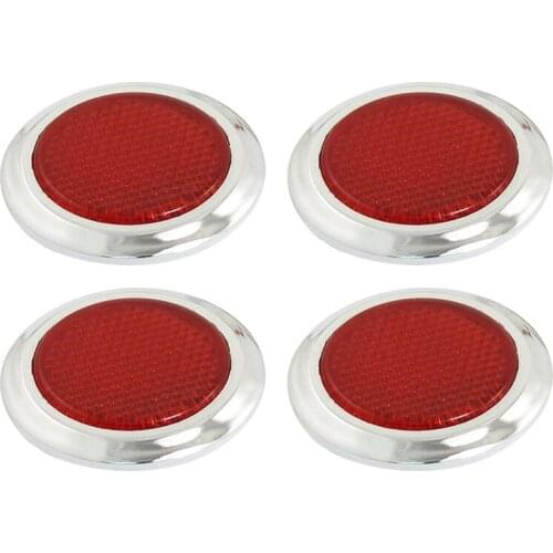 4 Pcs Auto Car Plastic Round Reflective Reflector Sticker Red