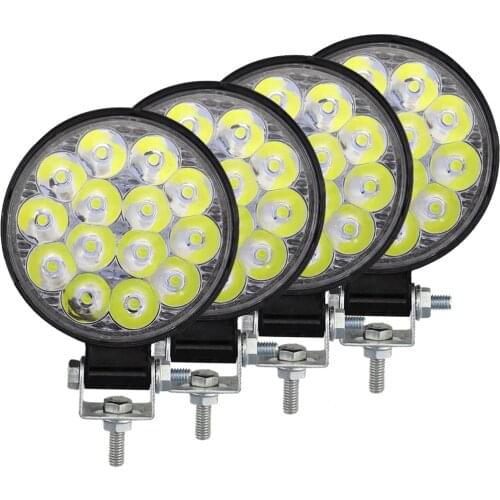 42W 14LED Work Light LED Car Front Fog Light 12V 24V for Truck SUV 4X4 4WD Engineering Headlights Off-road LED Round Headlamp