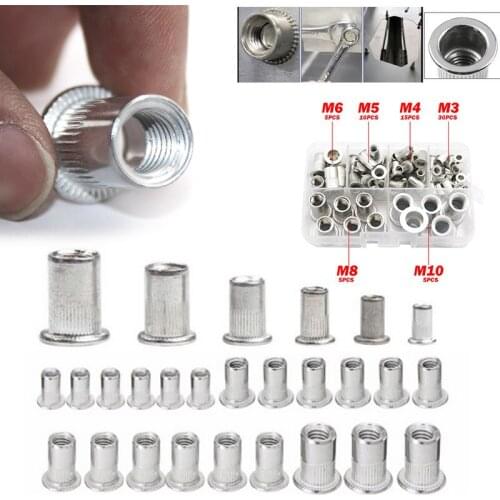 70PCS Aluminum Insert Rivet Nut M3/M4/M5/M6/M8/M10 with box bolt and nut furniture CN(Origin)