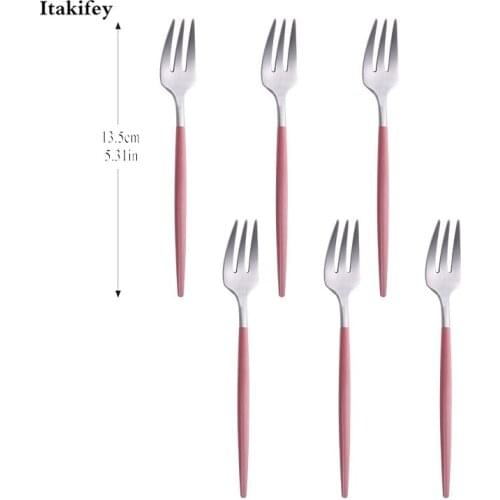 8Pcs Black Gold 304 Stainless Steel Tea Fork Colourful Dinnerware Set cutlery Hotel Party Restaurant Supplies Travel Cutlery Set