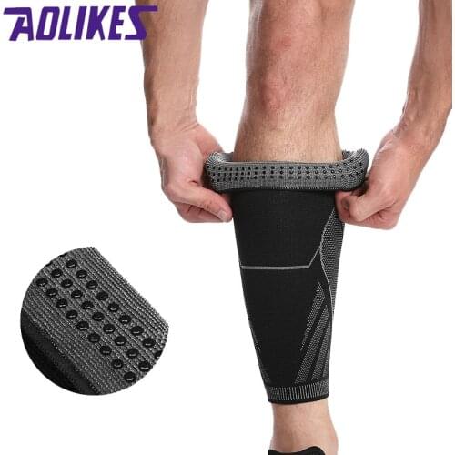 AOLIKES 1Pcs Elastic Weaving Sport Compression Calf Sleeve Leg Protector Seamless Cuff For Run Marathon Basketball Shin Guard