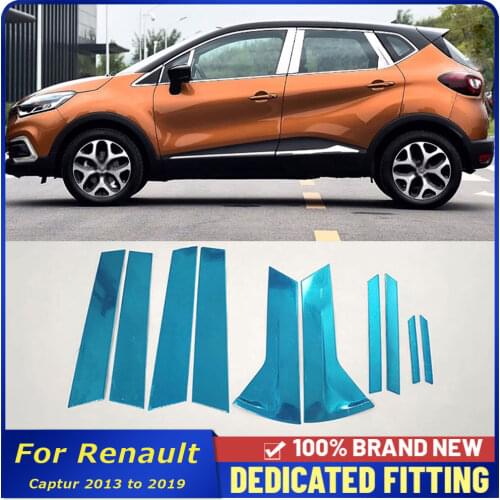 Auto Parts Stainless Steel Car Door Window Pillar B+C Post Column Cover Trims Sticker For Renault Captur 2013 to 2019