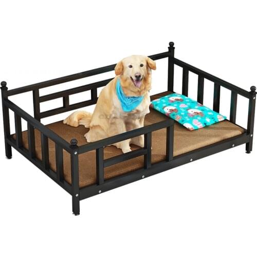 Large Iron Dog Bed with Removable and Washable Mats Dogbed Wooden Bed Board Kennel Doghouse Beds Dog Supplies
