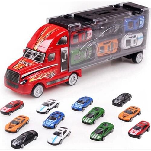 Kids Childs Toy Car Transport Truck Trailer Rubbing Car Hobbies Hand Gift Boy Play Vehicles Box Container Car Model Toy Set