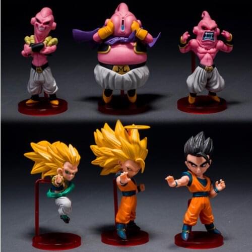 6pcs Dragon Ball Z Goku Majin Buu Gohan PVC Action Figures 80mm Dragon Ball Super Anime Figurine Toys Gift