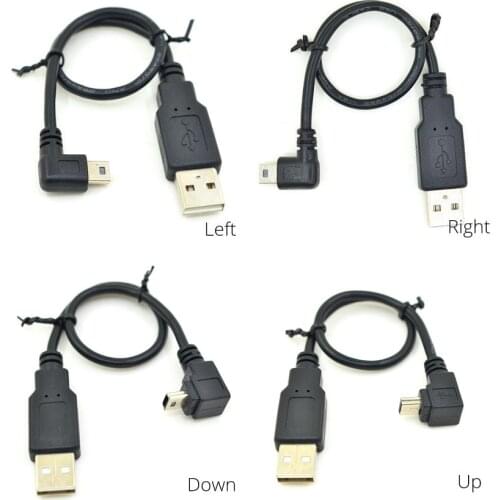 20CM multi-angle USB 2.0 A male to Right Left Up Down Angle Mini USB 5pin male Data charging short Extension Cable Mini-USB