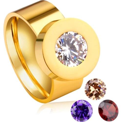 LUXUKISSKIDS Ringen Round Zircon Cold Color Ring Set Stainless Steel Jewelry Engagement Wedding Rings bague femme For Women