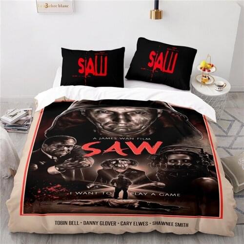 Horror Movie Saw 3D Bedding Set Print Duvet Cover Sets with Pillowcases Home Textile Twin Full Queen King Size for Bedroom Decor