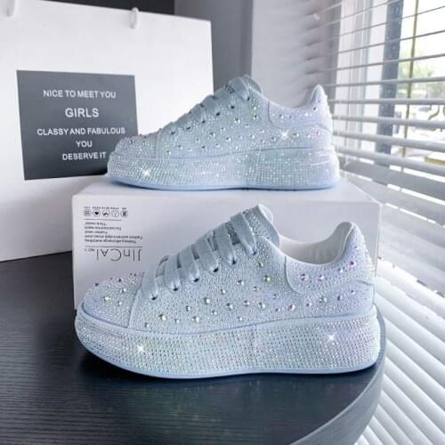 Luxury Sneakers Woman Casual Vulcanized Shoes 2021 New Fashion Shining Thick Bottom Designer Chunky Sneakers Women Basket Femme