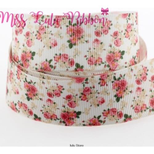 6mm-75mm flower printed grosgrain ribbon red rose ribbon diy handmade hair bows wedding decoration 50 yards 3/8"9mm 1"25mm