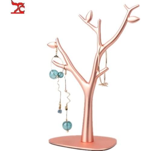 Metal Display Tree Earring Stand Alloy Trees Hanger Pendant Holder Necklace Tray Cases&display Window Decoration Women Gifts