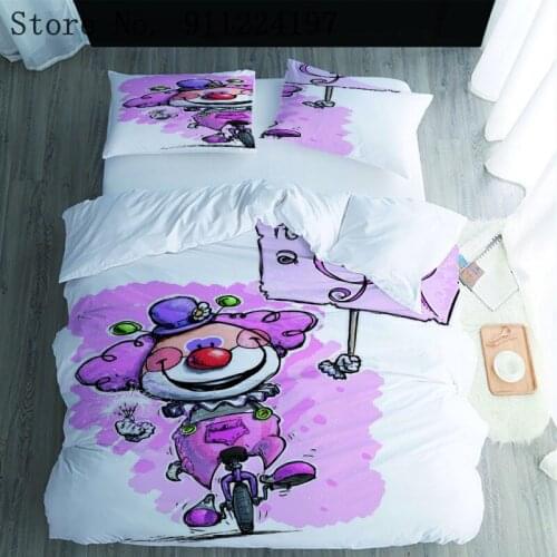 Cute Clown Duvet Cover Comforter Solid Color Bedding Set For Kids Girls Women Bed Decor Pink Cartoon Cover Set 210*210/229*229CM