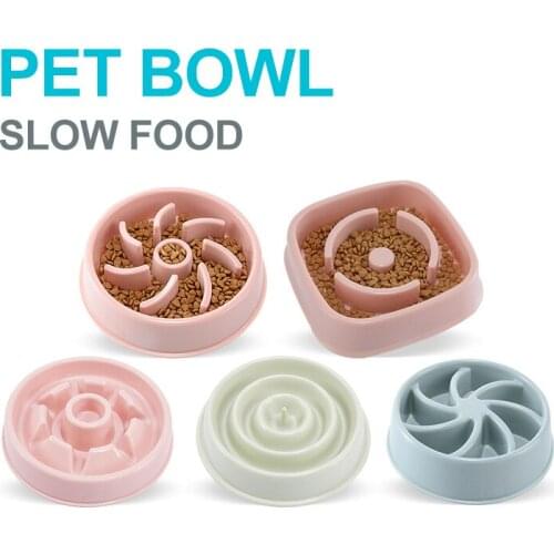 Pet Slow Dog Bowl Cats Feeder Dog Food Bowl Hard Plastic Dogs Eating Feeder Cat Pet Bowl NonSlip Anti Gulping Feeder Bowl Dish
