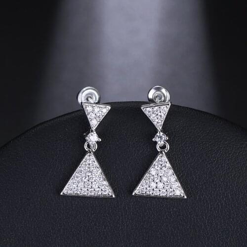 EMMAYA Fashion Crystal Geometric Drop Earrings With AAA Zircon Jewelry Triangles Dangle Earrings For Women Wedding Party