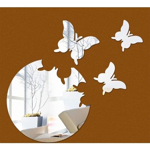 3D Butterfly Acrylic Mirror Wall Stickers Living Room Bedroom Bathroom Toilet Room Wall Mural Art Decal Home Decorative Sticker