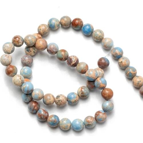 Wholesale Light Blue Sea Sediment Jaspers Natural Stone Beads Round Loose Beads 4 6 8 10 12mm for Jewelry Making DIY Bracelet